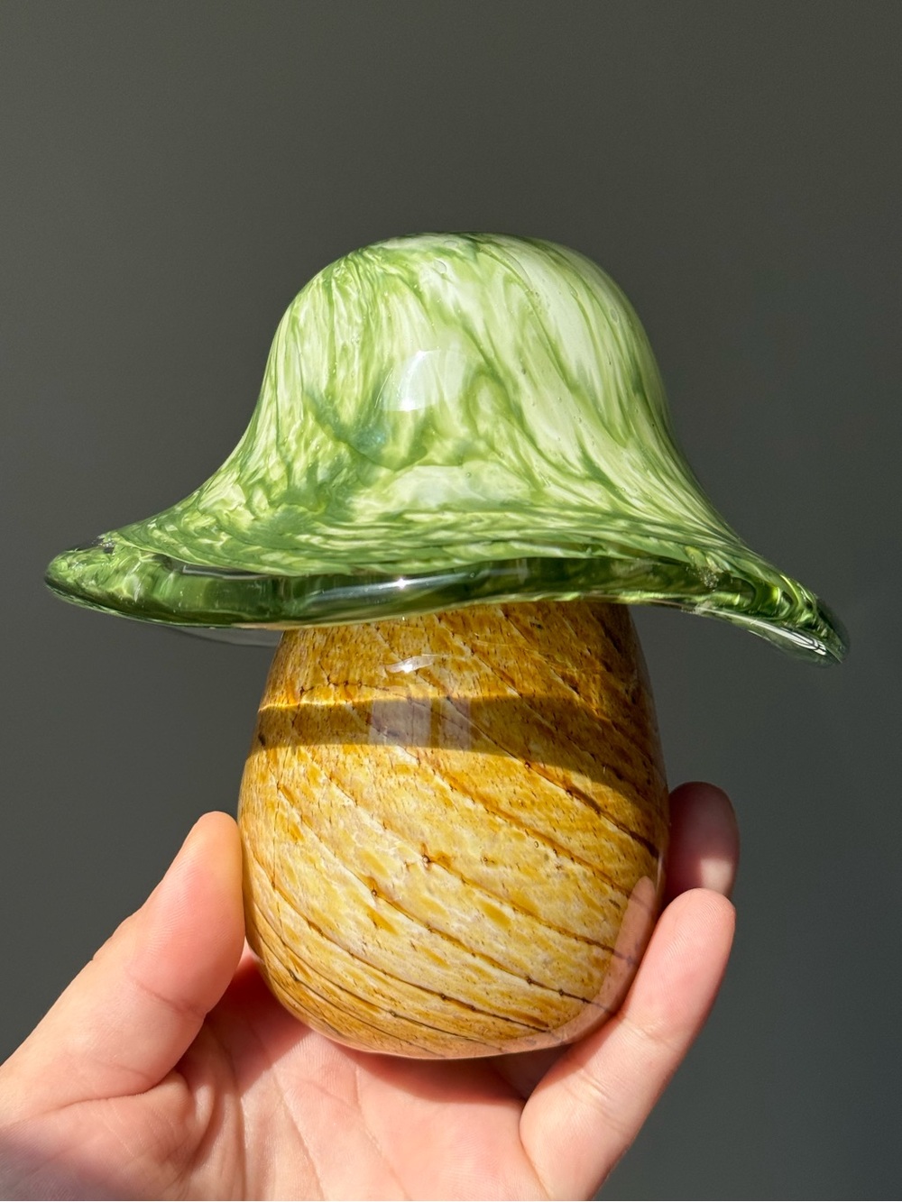 5" Mushroom Shaped Vintage Handblown Art Glass Vintage MCM Toadstool Cottagecore